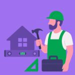 trabajador de construcción y herramientas